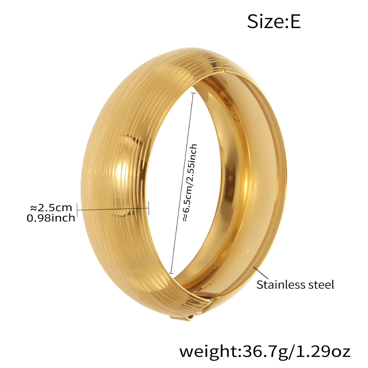 Wide Textured Bangle — dimensions and size reference 14