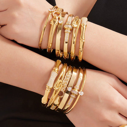 Pavé Zircon Knot Hinged Bangles — styled view 03
