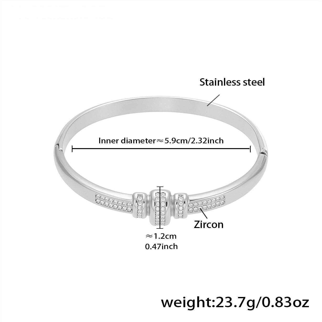 Pavé Zircon Knot Hinged Bangles — dimensions and size reference 06