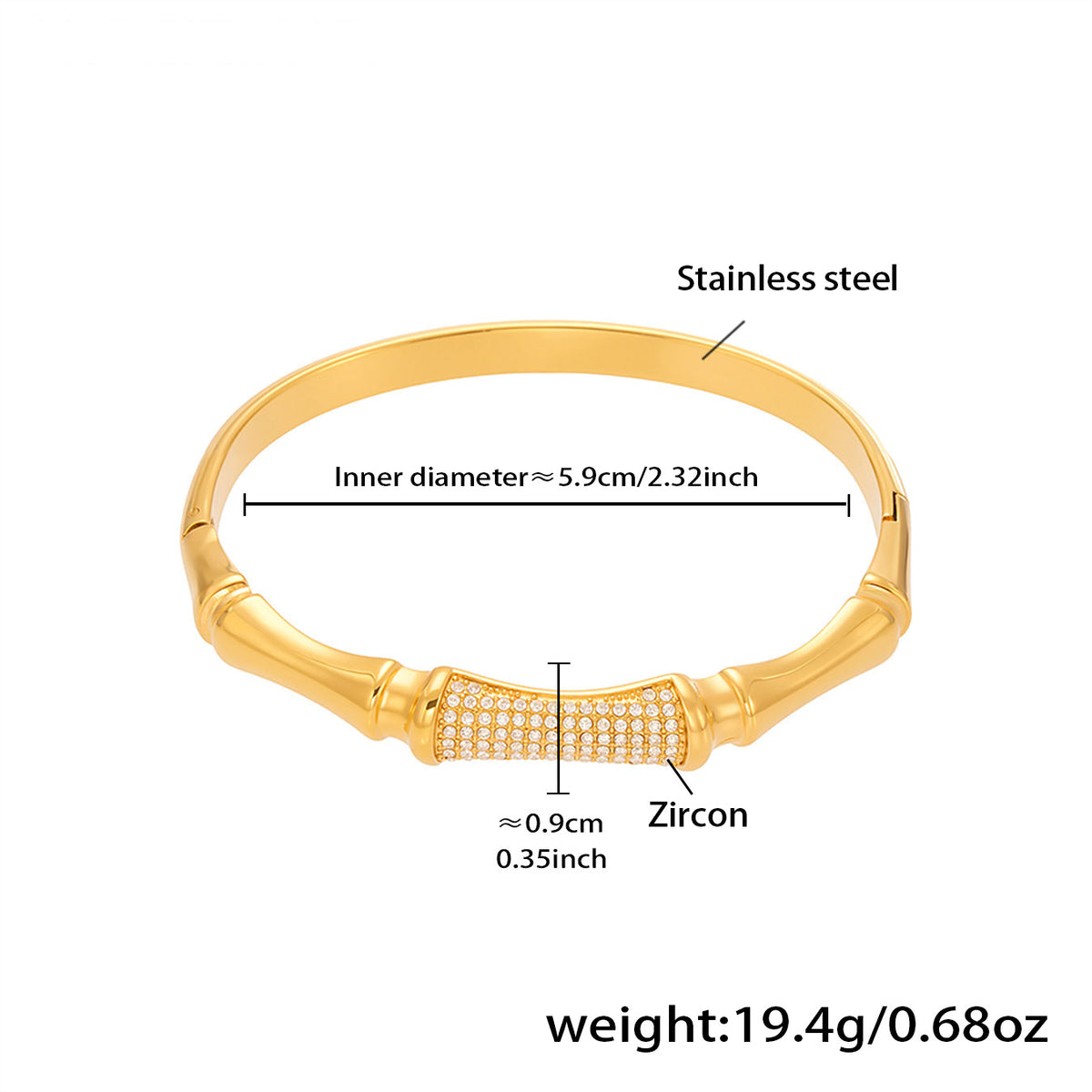 Pavé Zircon Knot Hinged Bangles — dimensions and size reference 11