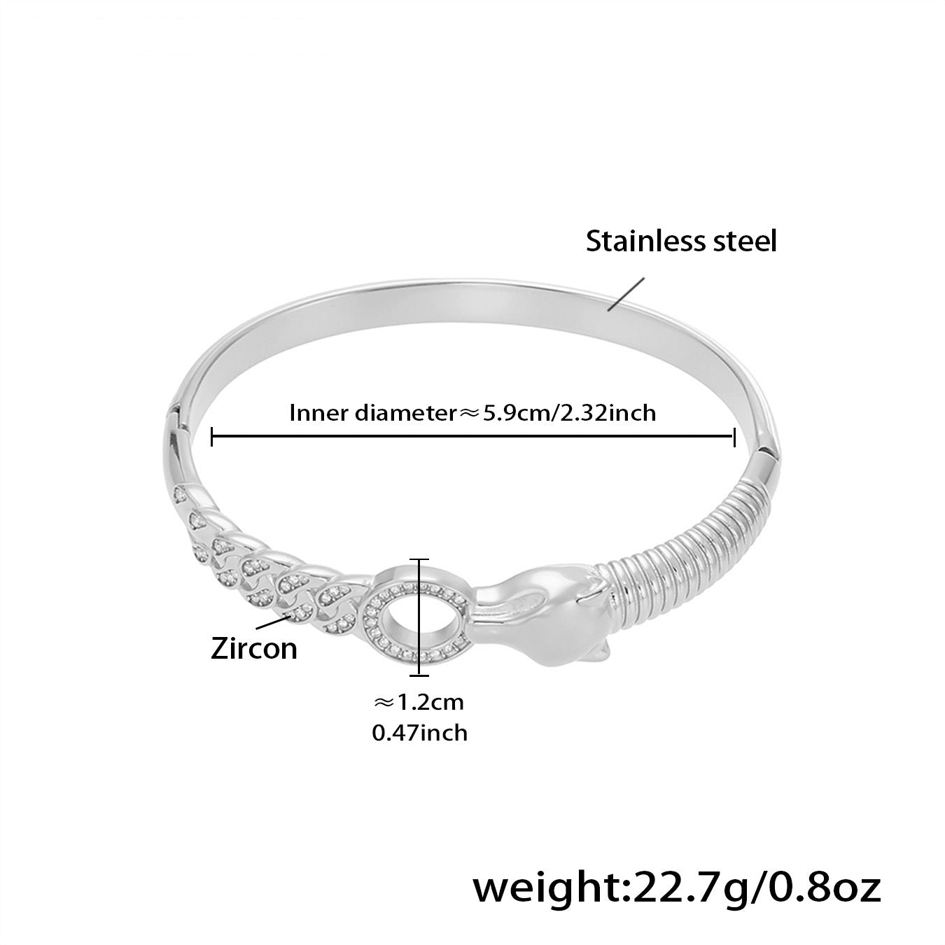 Pavé Zircon Knot Hinged Bangles — dimensions and size reference 16