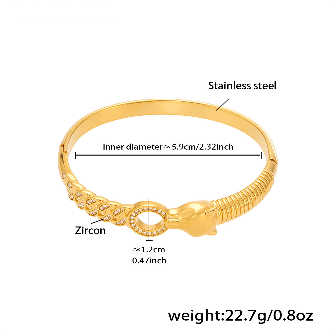 Pavé Zircon Knot Hinged Bangles — dimensions and size reference 17