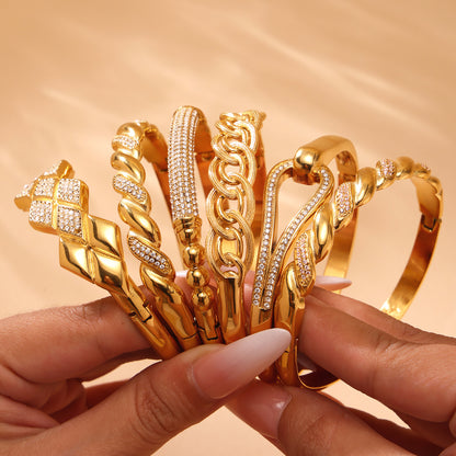 Horseshoe Zircon Hinged Bangles — styled view 02