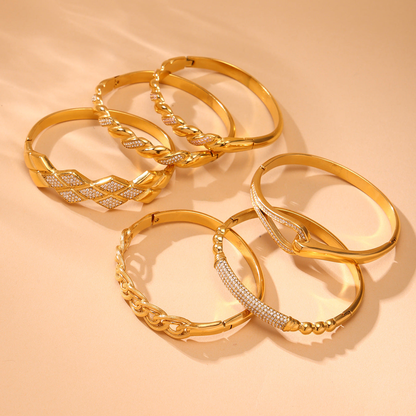 Horseshoe Zircon Hinged Bangles — styled view 03