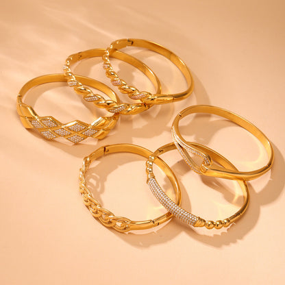 Horseshoe Zircon Hinged Bangles — styled view 03