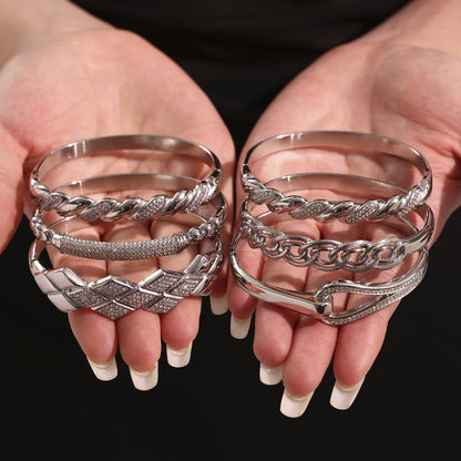 Horseshoe Zircon Hinged Bangles — styled view 04