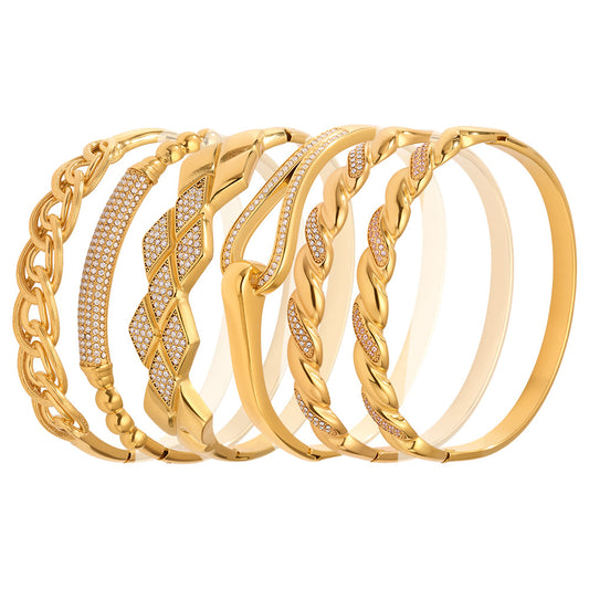 Horseshoe Zircon Hinged Bangles — design overview 05