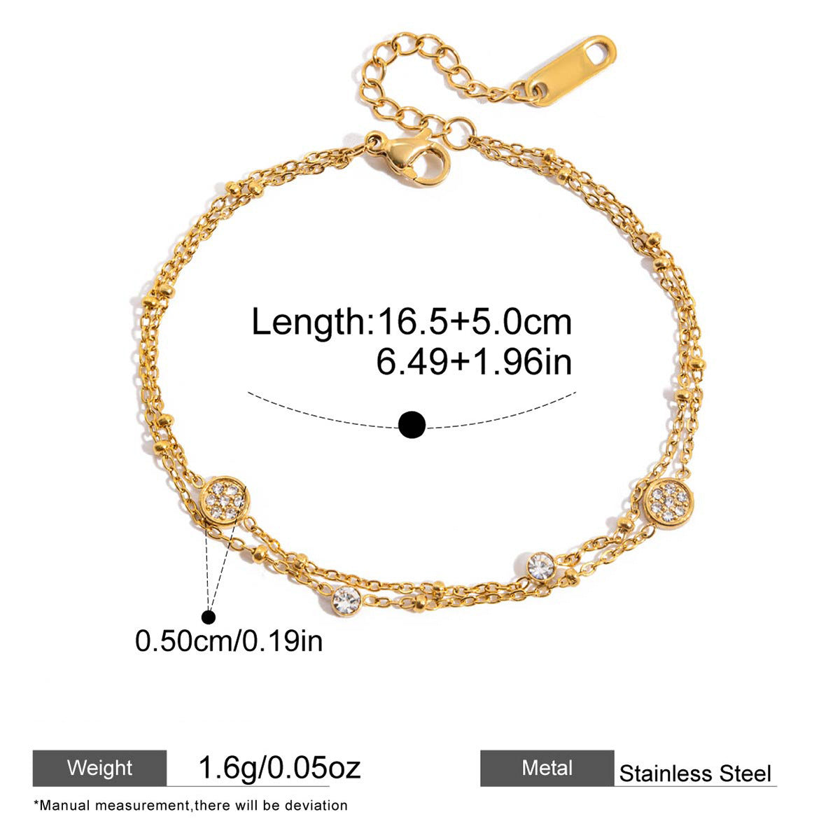 Double-Layer Chain Bracelet — dimensions and size reference 06