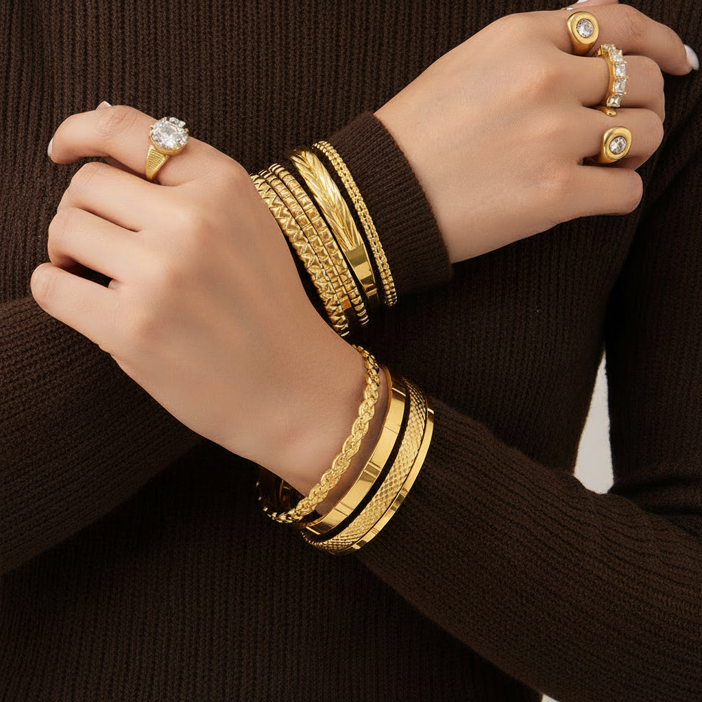 Textured Open Bangle — styled view 01