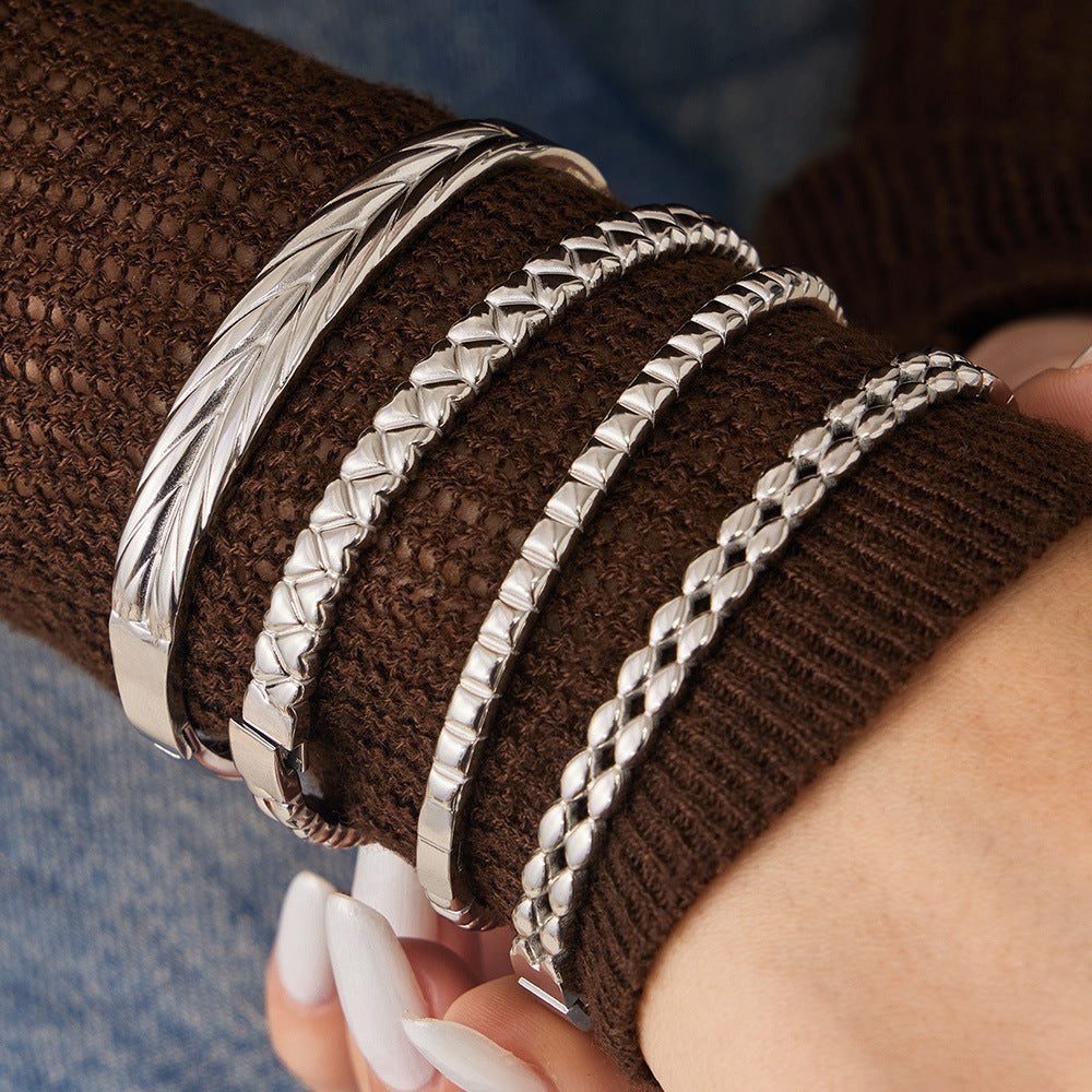 Textured Open Bangle — styled view 04