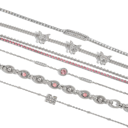 Pink Zircon Round Chain Bracelets — design overview 05