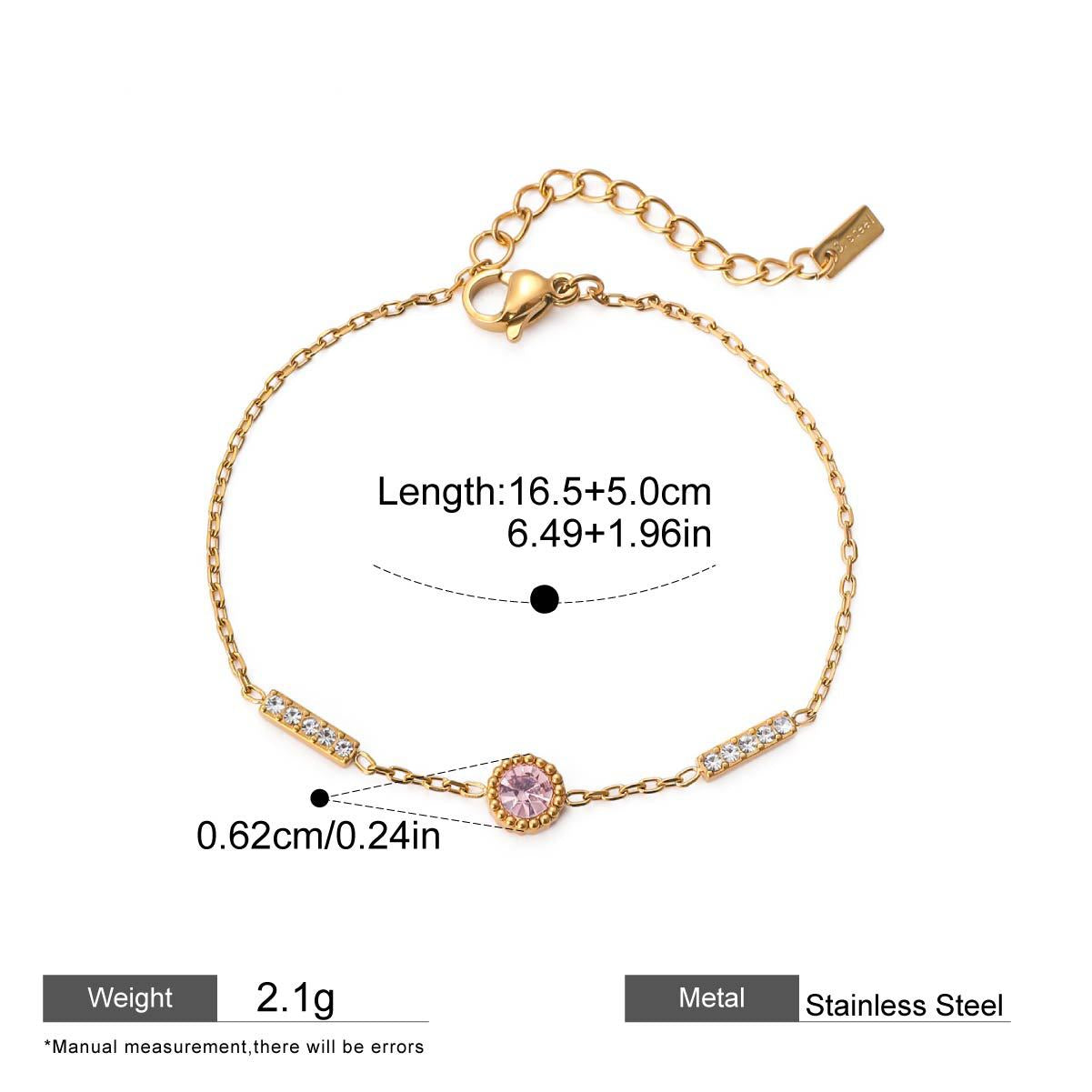 Pink Zircon Round Chain Bracelets — dimensions and size reference 07