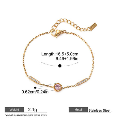 Pink Zircon Round Chain Bracelets — dimensions and size reference 07