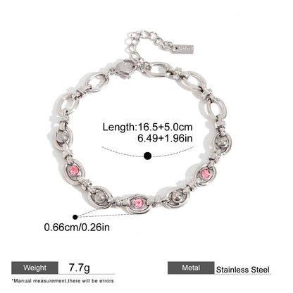Pink Zircon Round Chain Bracelets — dimensions and size reference 08