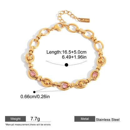 Pink Zircon Round Chain Bracelets — dimensions and size reference 09