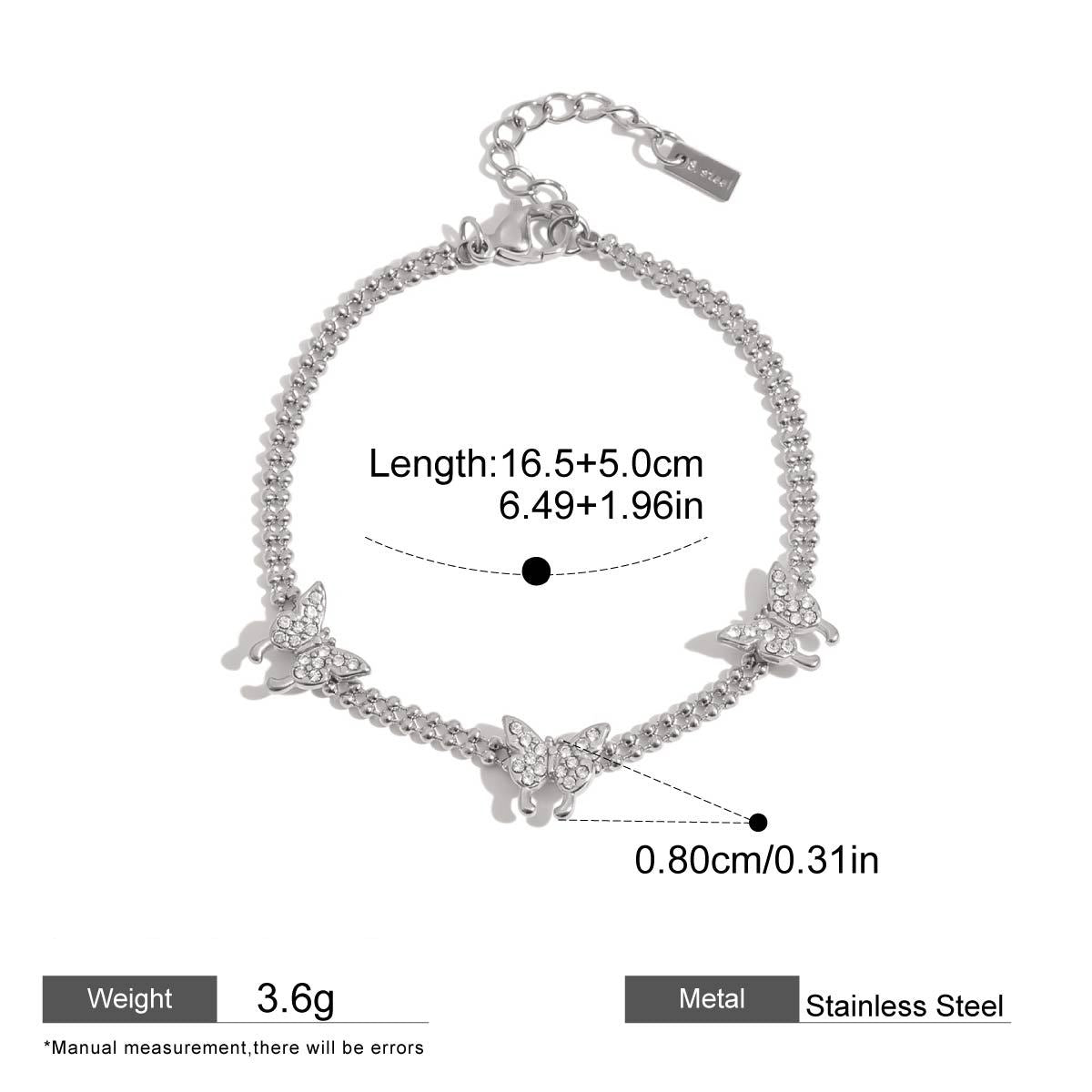 Pink Zircon Round Chain Bracelets — dimensions and size reference 10