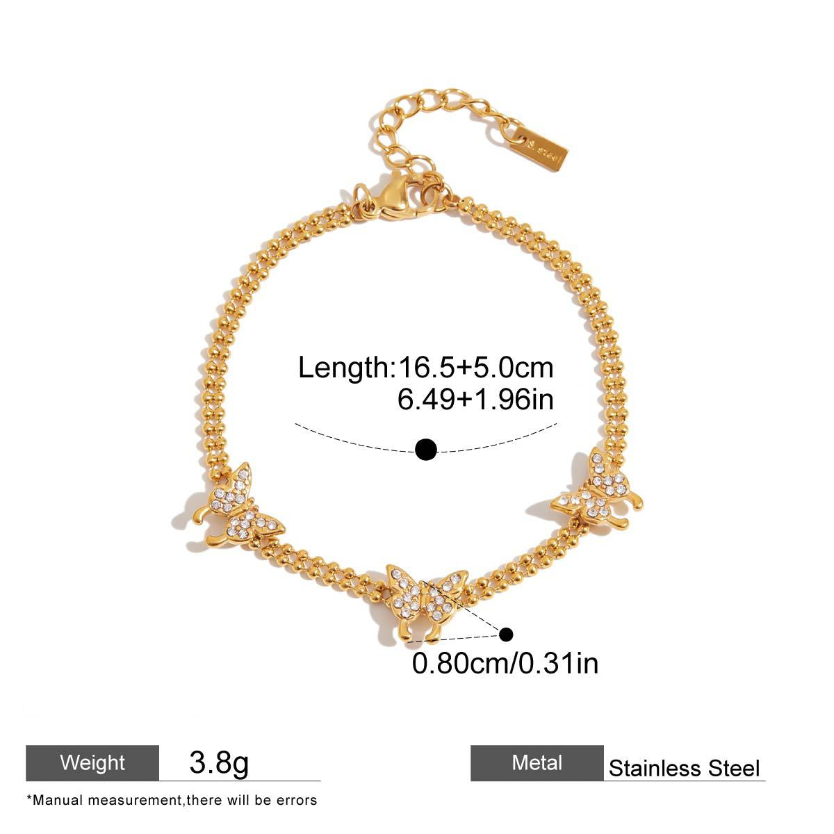 Pink Zircon Round Chain Bracelets — dimensions and size reference 11