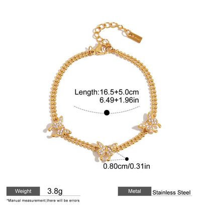 Pink Zircon Round Chain Bracelets — dimensions and size reference 11