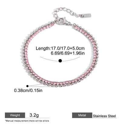 Pink Zircon Round Chain Bracelets — dimensions and size reference 12