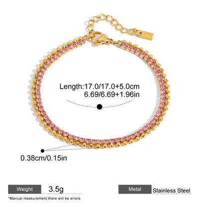 Pink Zircon Round Chain Bracelets — dimensions and size reference 13