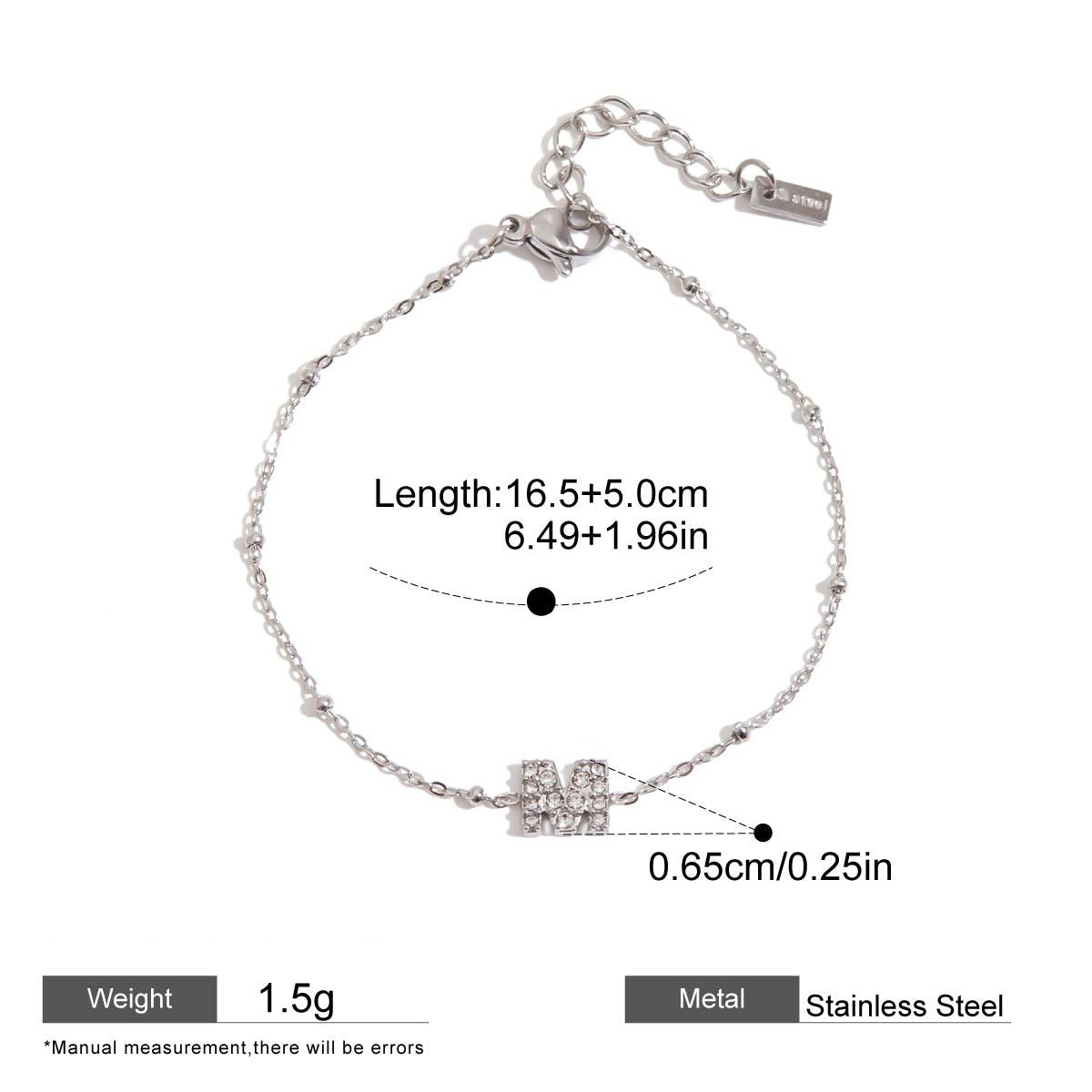 Pink Zircon Round Chain Bracelets — dimensions and size reference 16