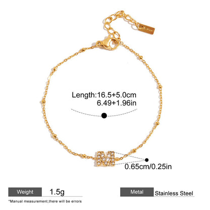 Pink Zircon Round Chain Bracelets — dimensions and size reference 17