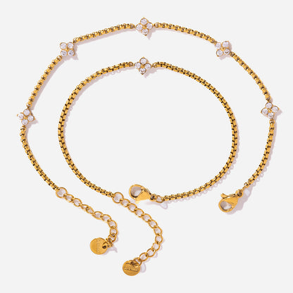 Clover Zircon Chain Bracelet — styled view 01