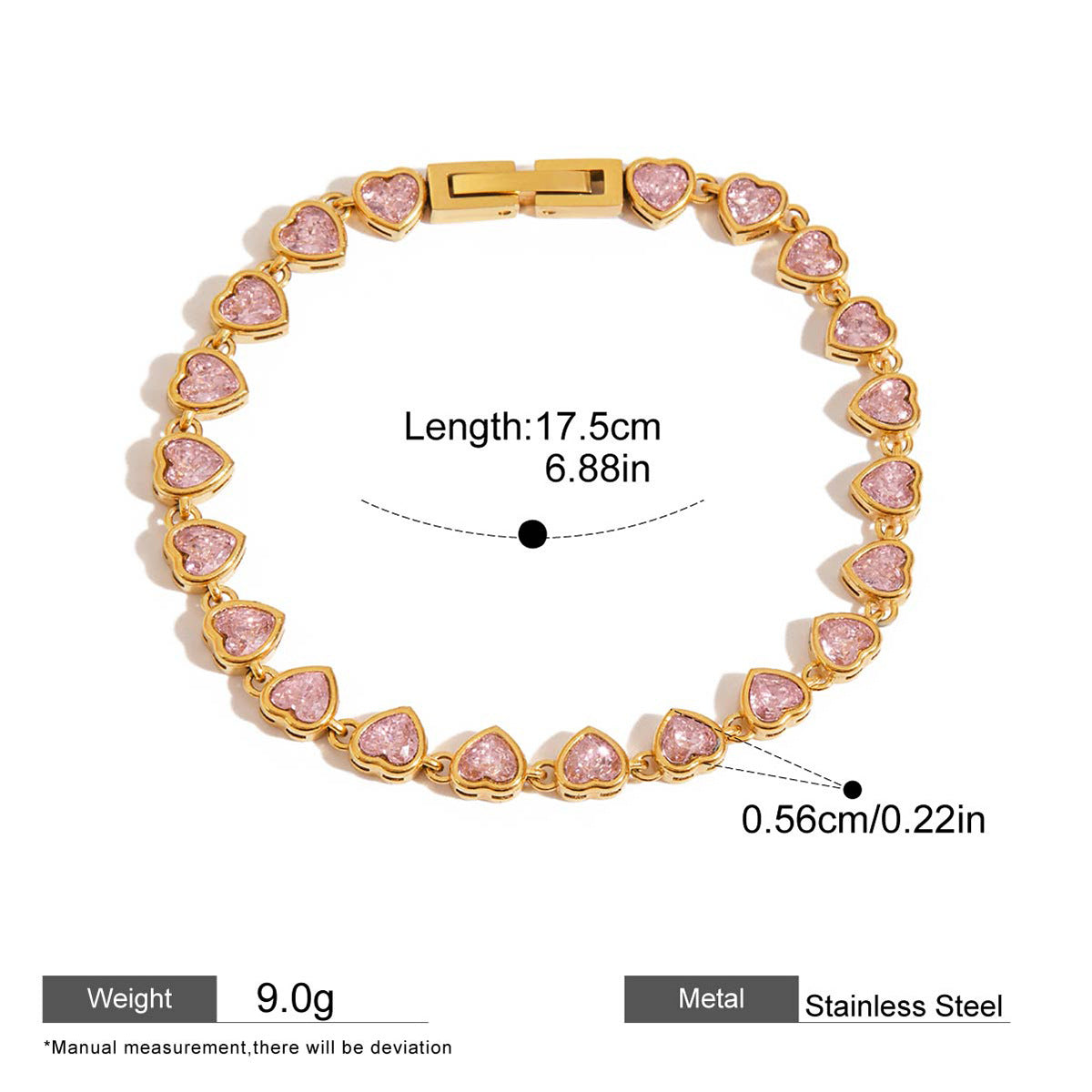 Zircon Chain Bracelet — dimensions and size reference 11