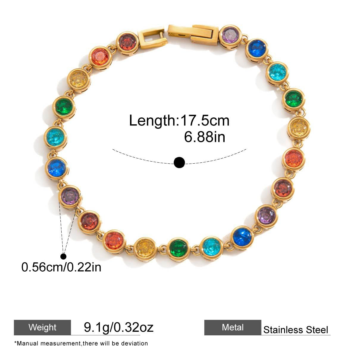 Zircon Chain Bracelet — dimensions and size reference 14