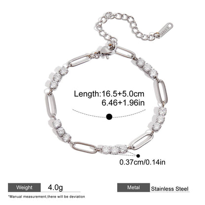 Zircon Chain Bracelet — dimensions and size reference 20