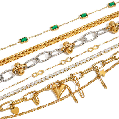 Zircon and Pearl Chain Bracelets — styled view 01