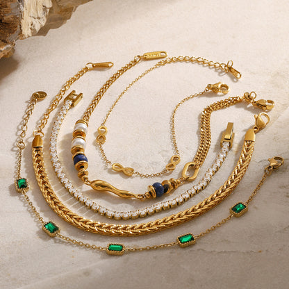 Zircon and Pearl Chain Bracelets — styled view 03