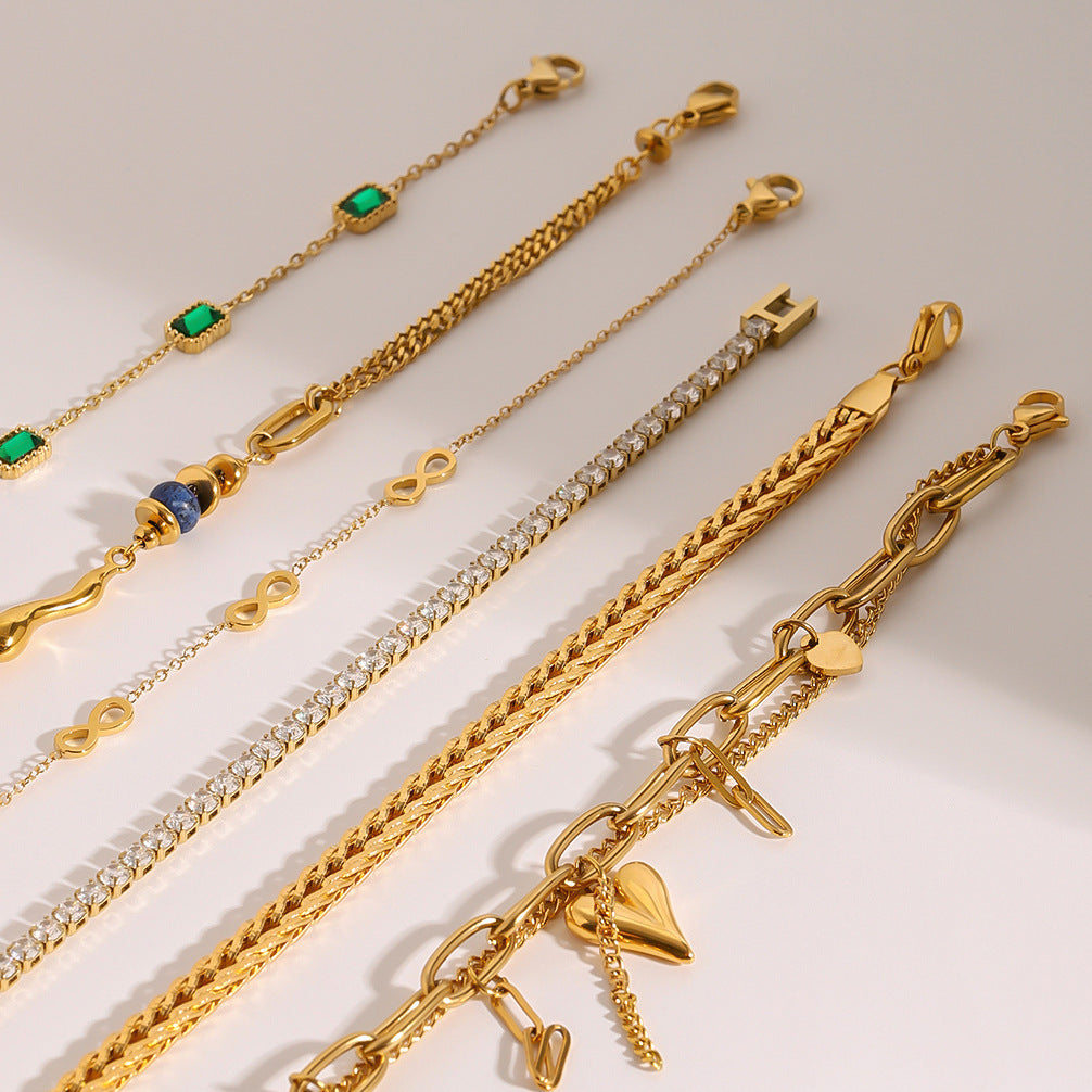 Zircon and Pearl Chain Bracelets — styled view 04