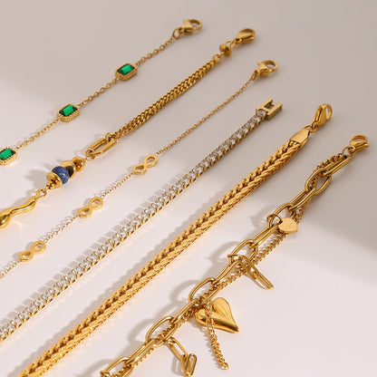 Zircon and Pearl Chain Bracelets — styled view 04