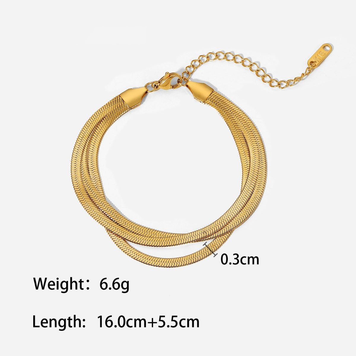 Zircon and Pearl Chain Bracelets — dimensions and size reference 08