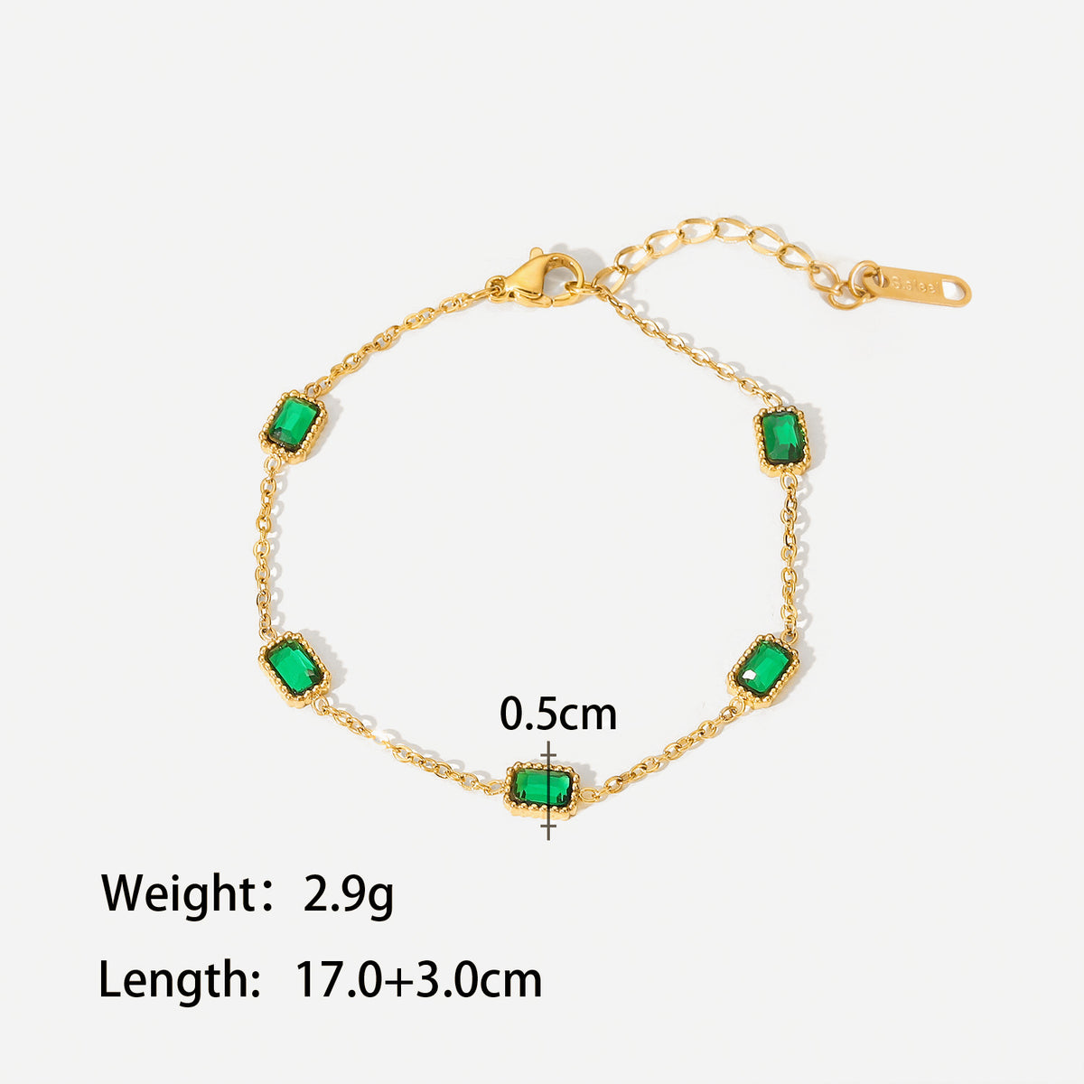 Zircon and Pearl Chain Bracelets — dimensions and size reference 10