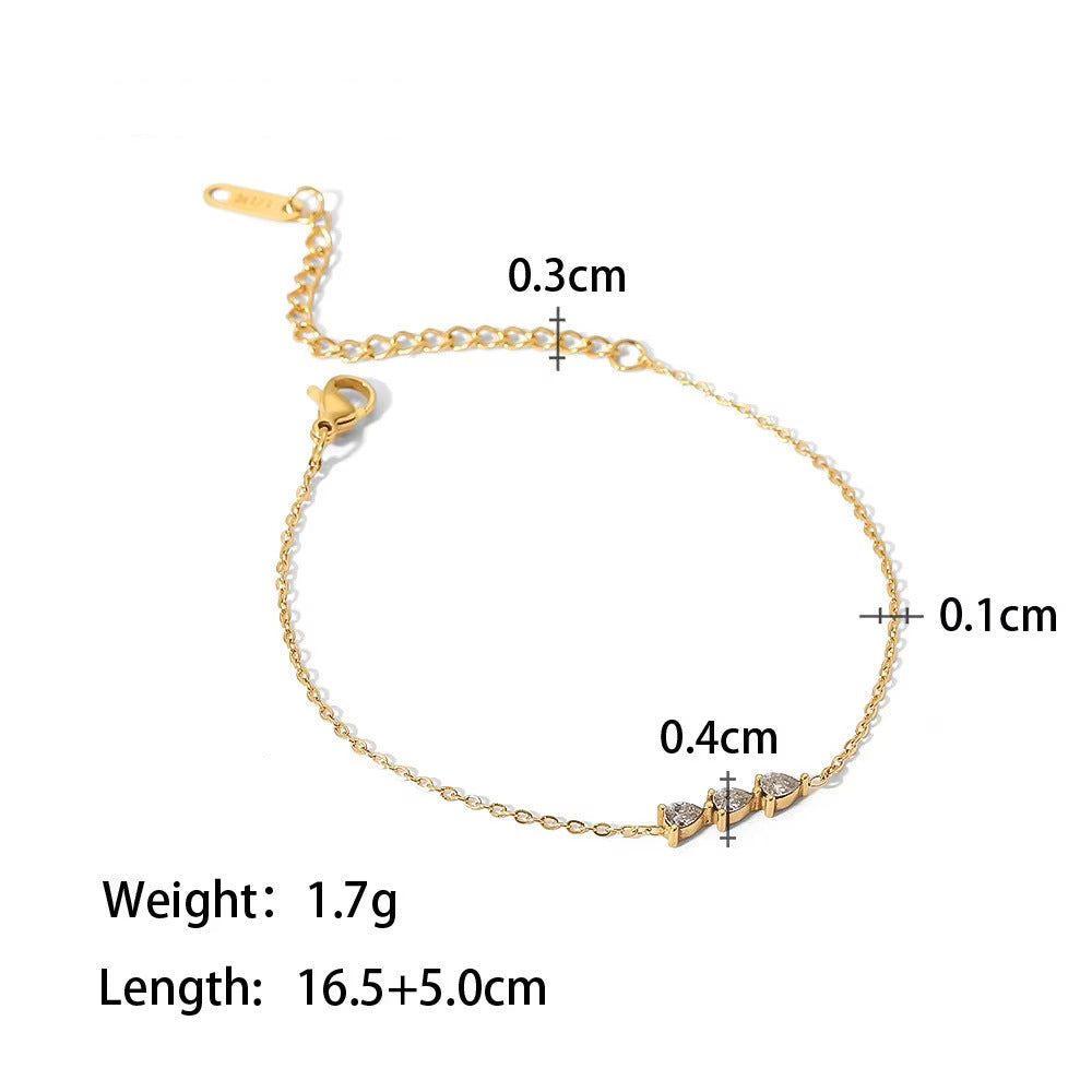 Zircon and Pearl Chain Bracelets — dimensions and size reference 13