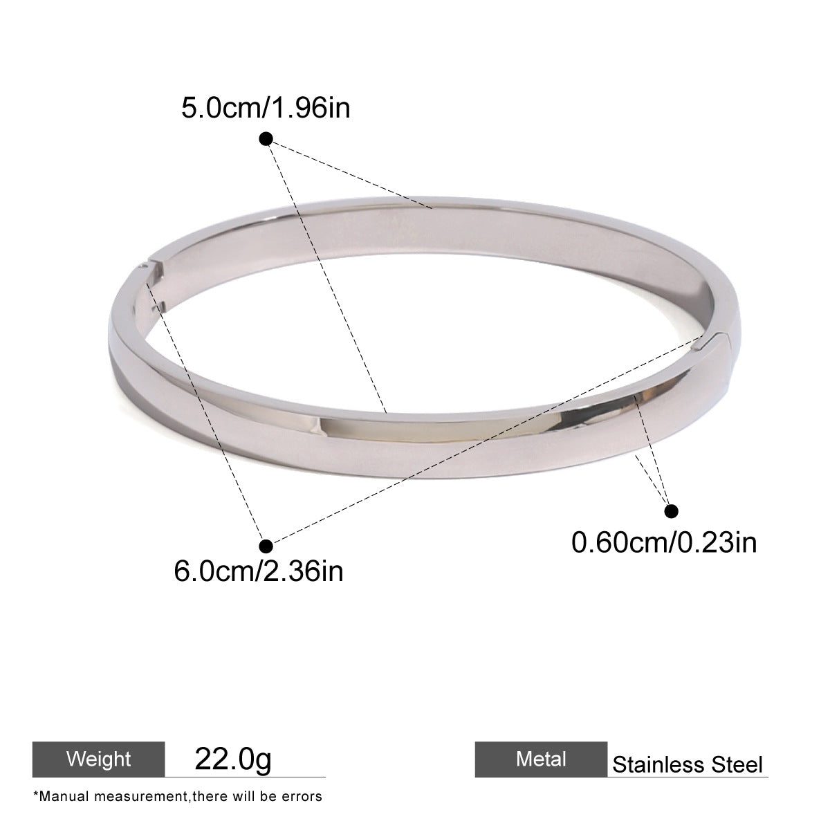 Domed Hinged Bangle — dimensions and size reference 07