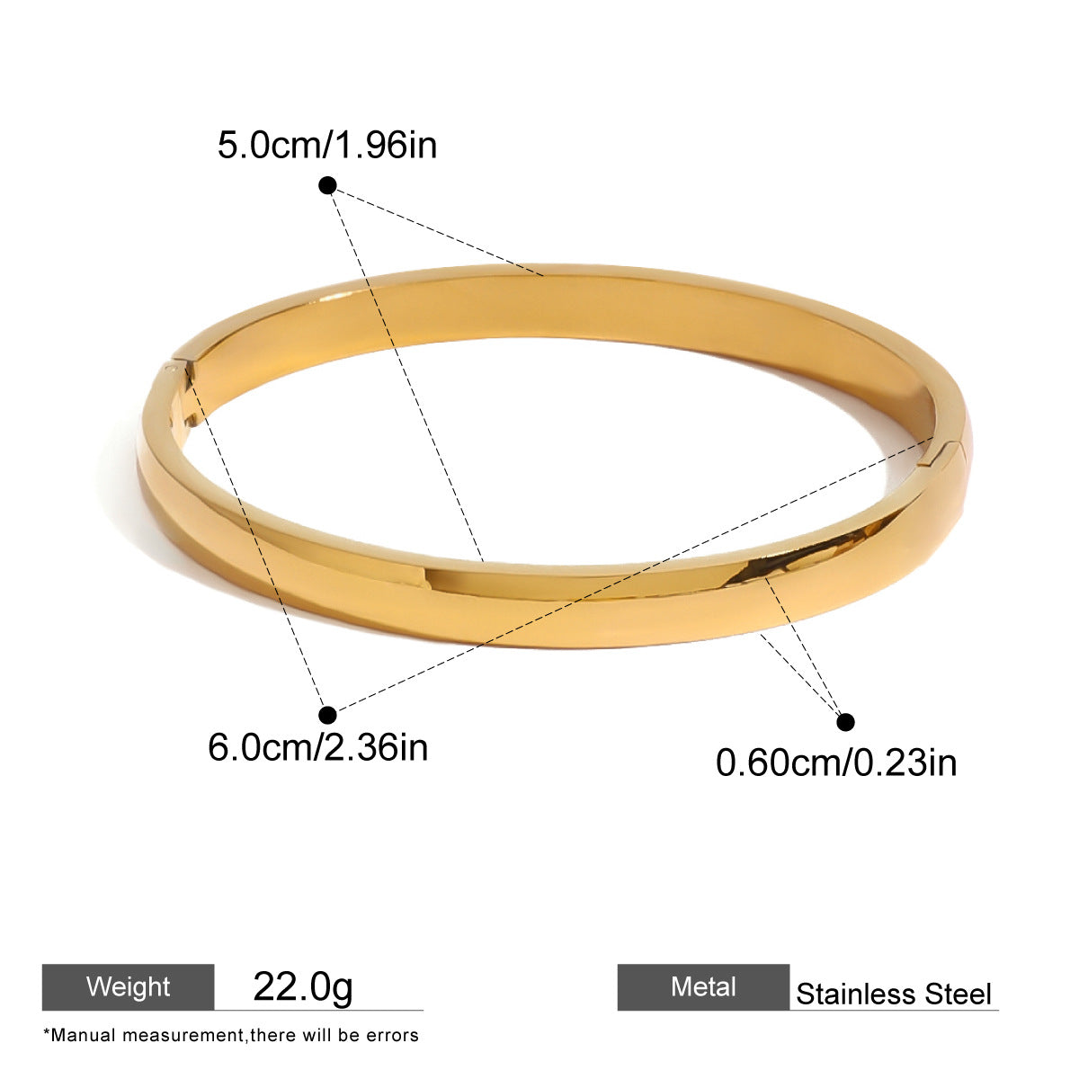 Domed Hinged Bangle — dimensions and size reference 08