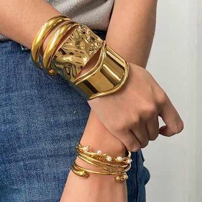 Pearl Open Bangle — styled view 02
