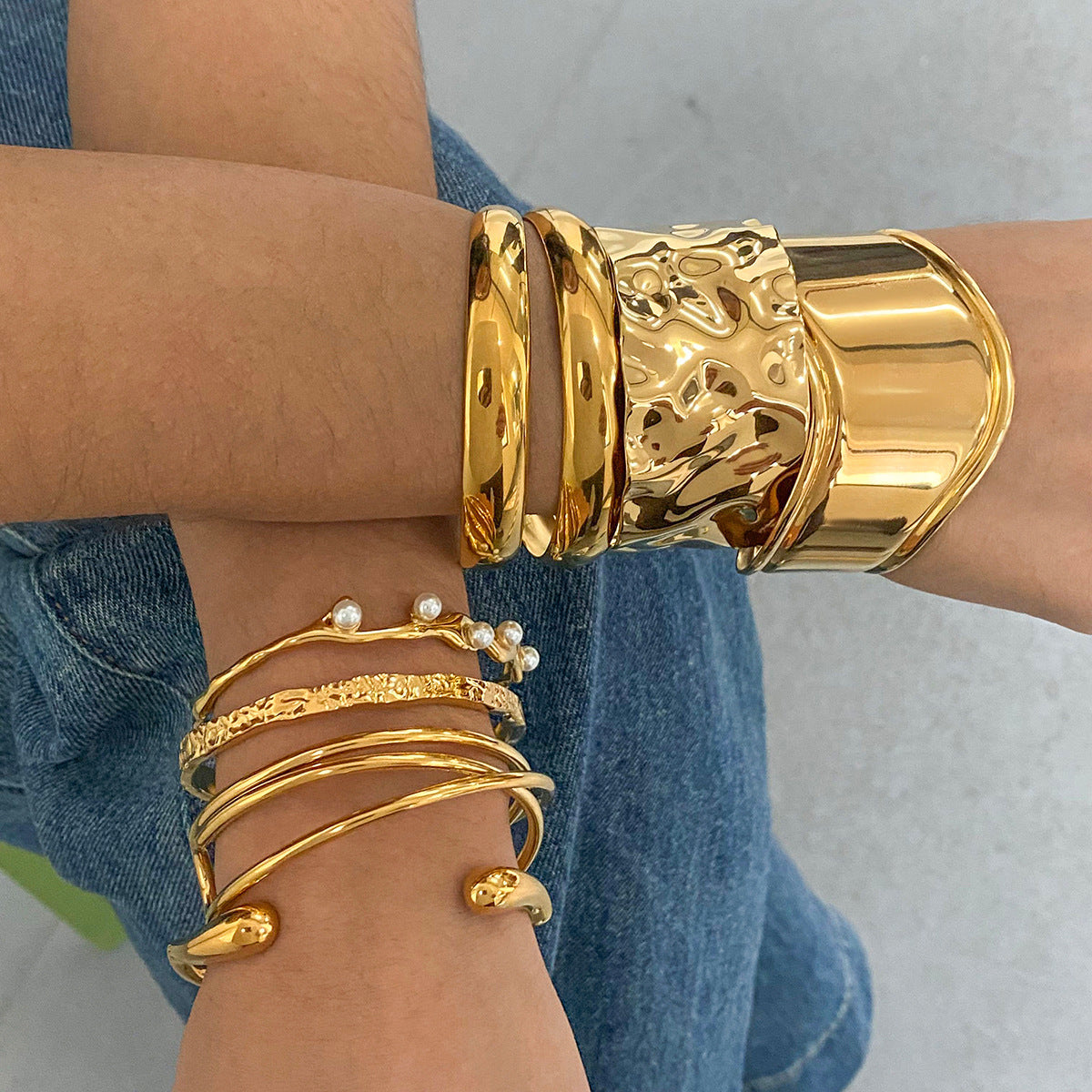 Pearl Open Bangle — styled view 03