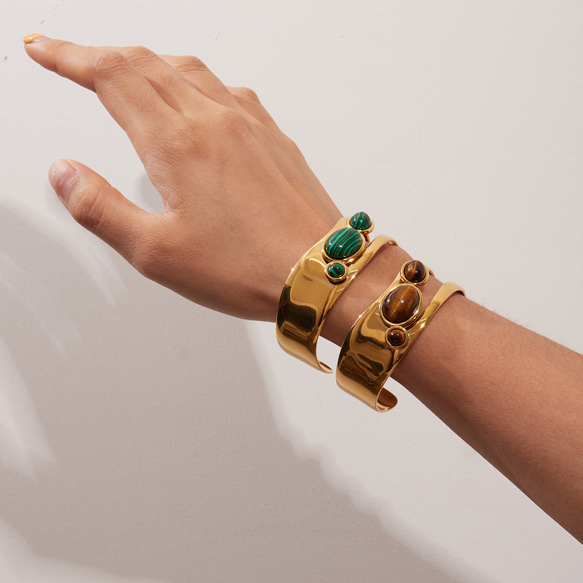 Openwork Pearl Stone Bangles — styled view 03