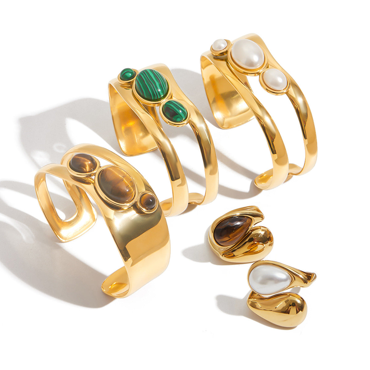 Openwork Pearl Stone Bangles — design overview 04