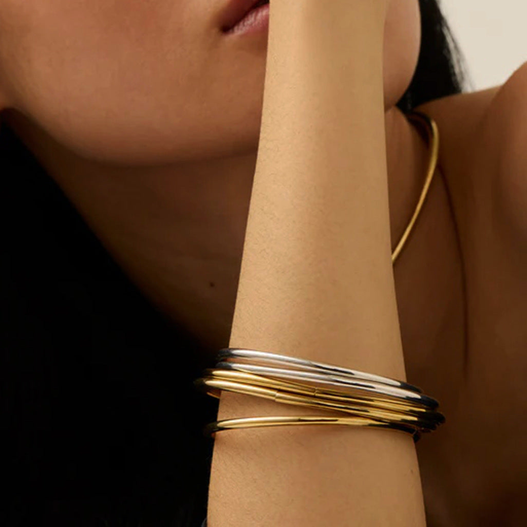 Polished Minimalist Bangles — styled view 02