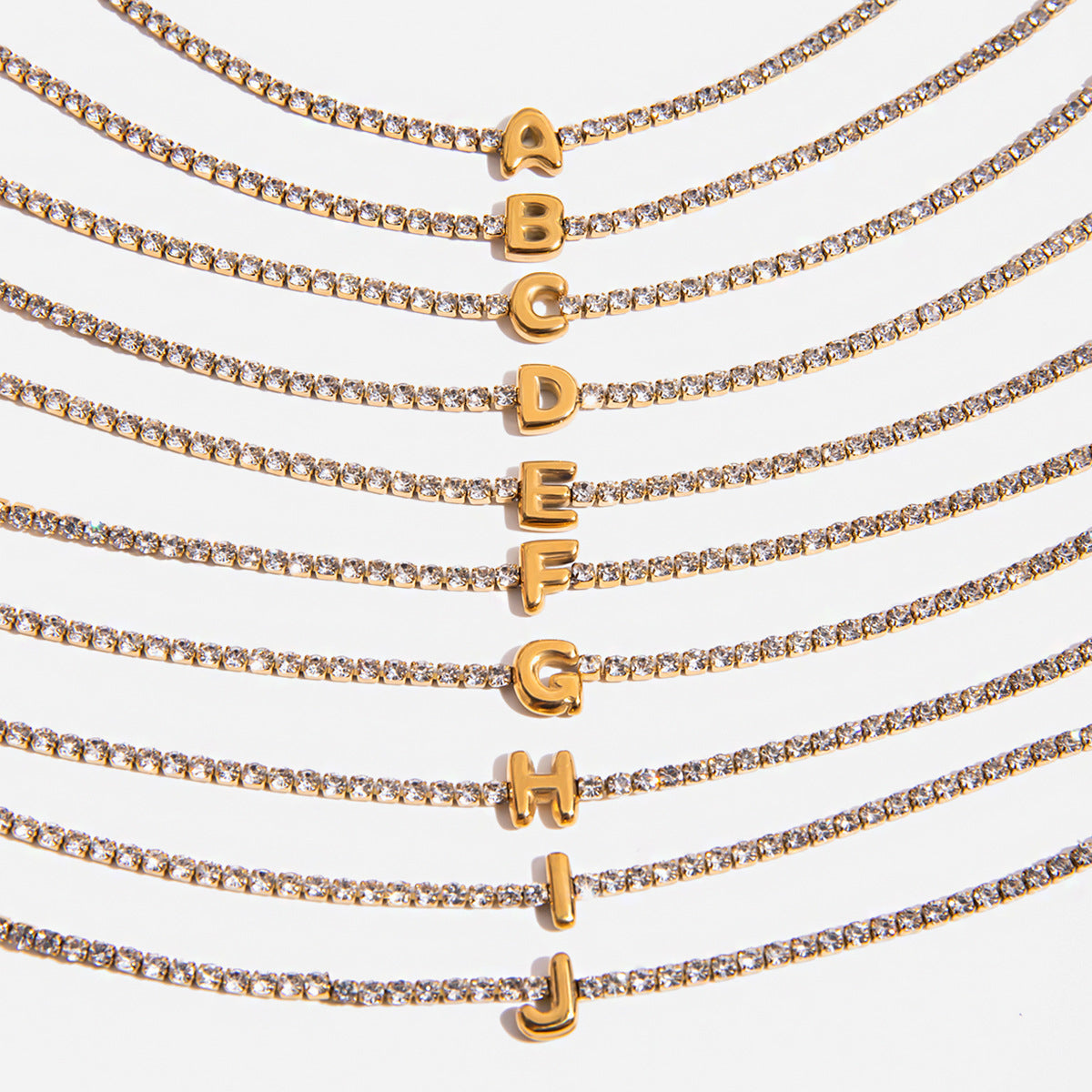 Zircon Initial Chain Bracelets — product view 01