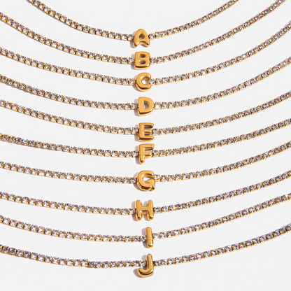 Zircon Initial Chain Bracelets — product view 01