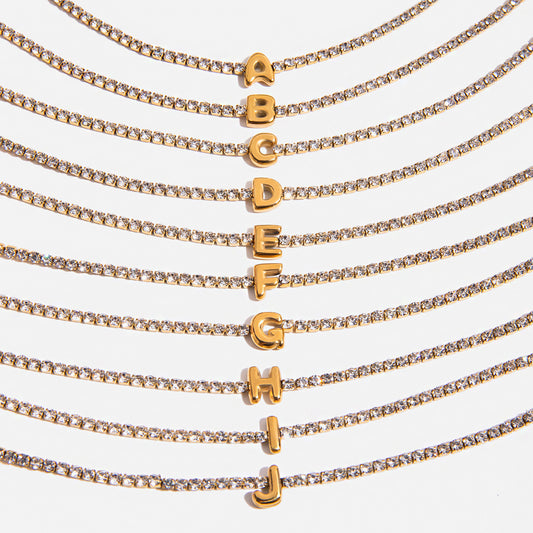 Zircon Initial Chain Bracelets — product view 01