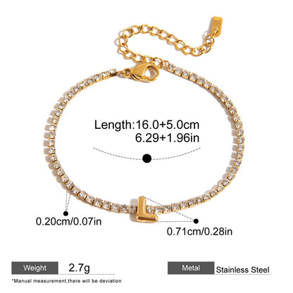 Zircon Initial Chain Bracelets — dimensions and size reference 09