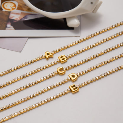 Zircon Initial Chain Bracelets — product view 11