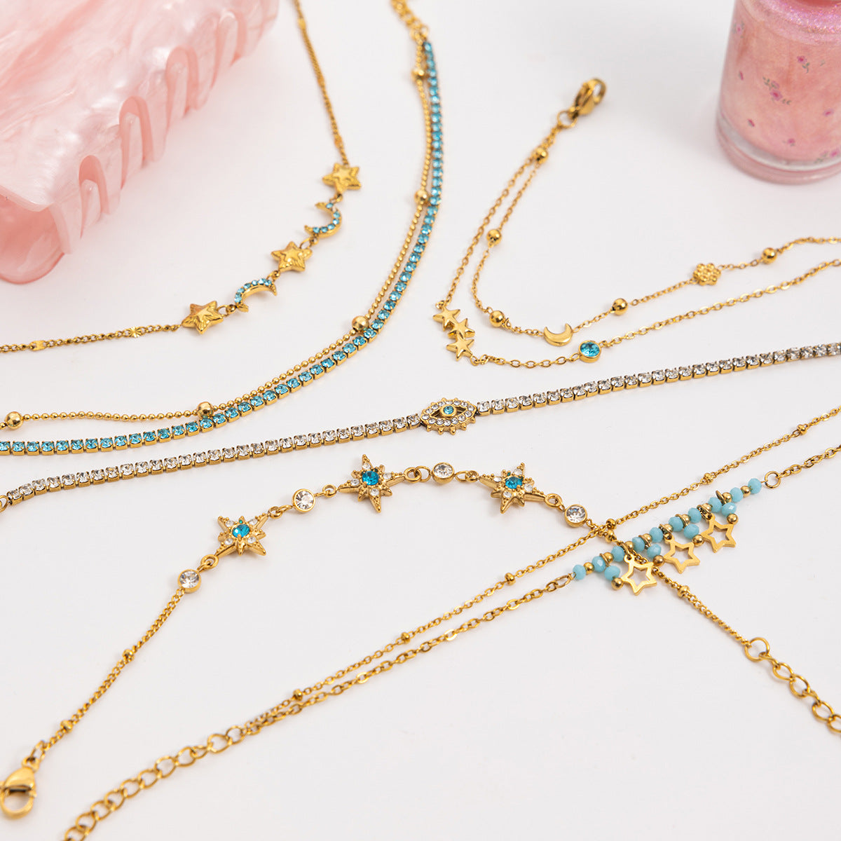 Evil Eye Zircon Chain Bracelet — styled view 04
